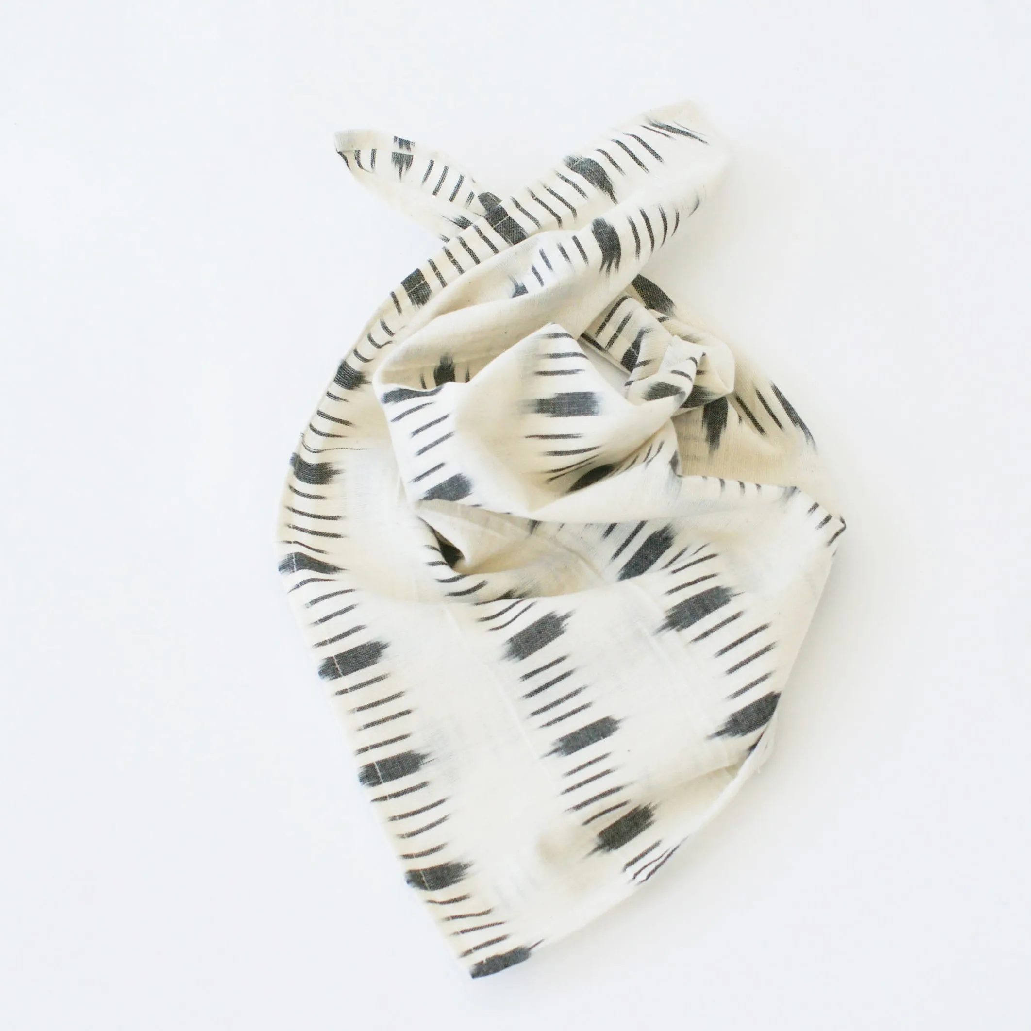 White Dotty Dash Ikat Cotton Ikat Bandana