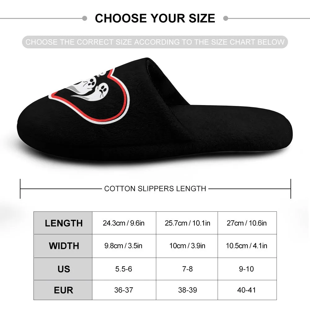Women's Ghost Love Heart Print Flannel Slippers Soft Comfortable Indoor Home Shoes