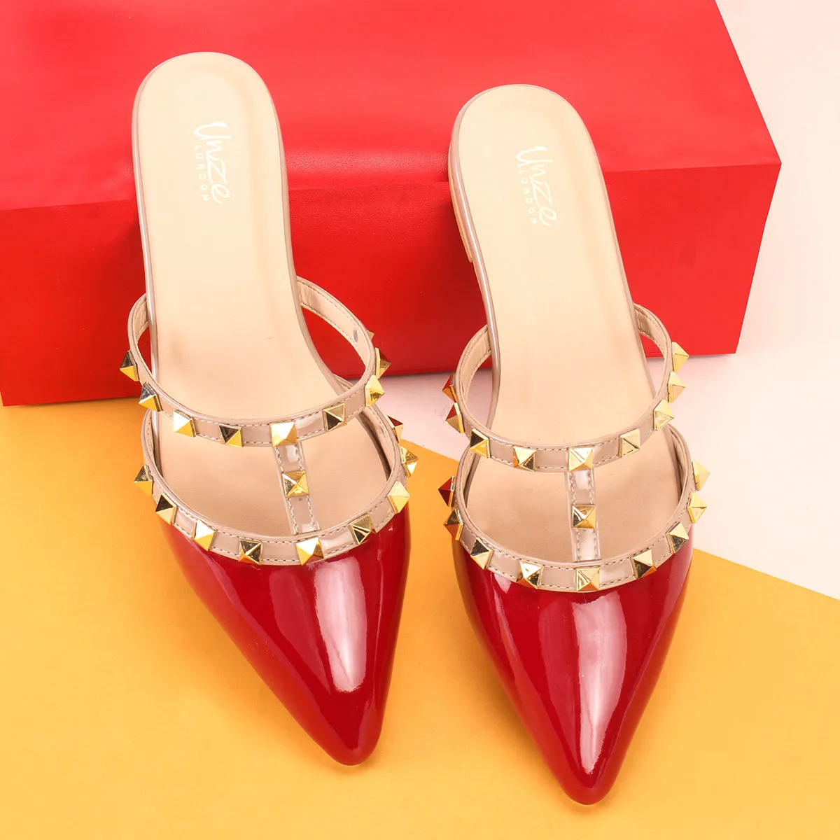 Womens "FRIDA" Adorned Pointed Slide In Slipper