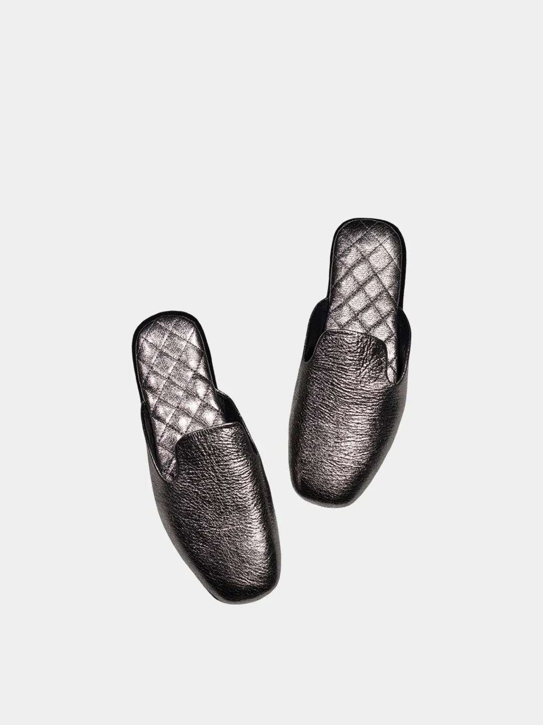 Women's silver travel slippers with case Model 1113 Suede Leather