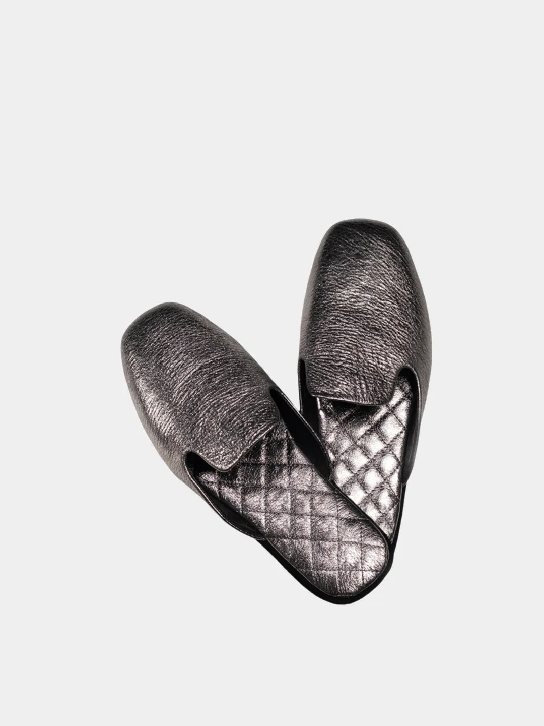 Women's silver travel slippers with case Model 1113 Suede Leather