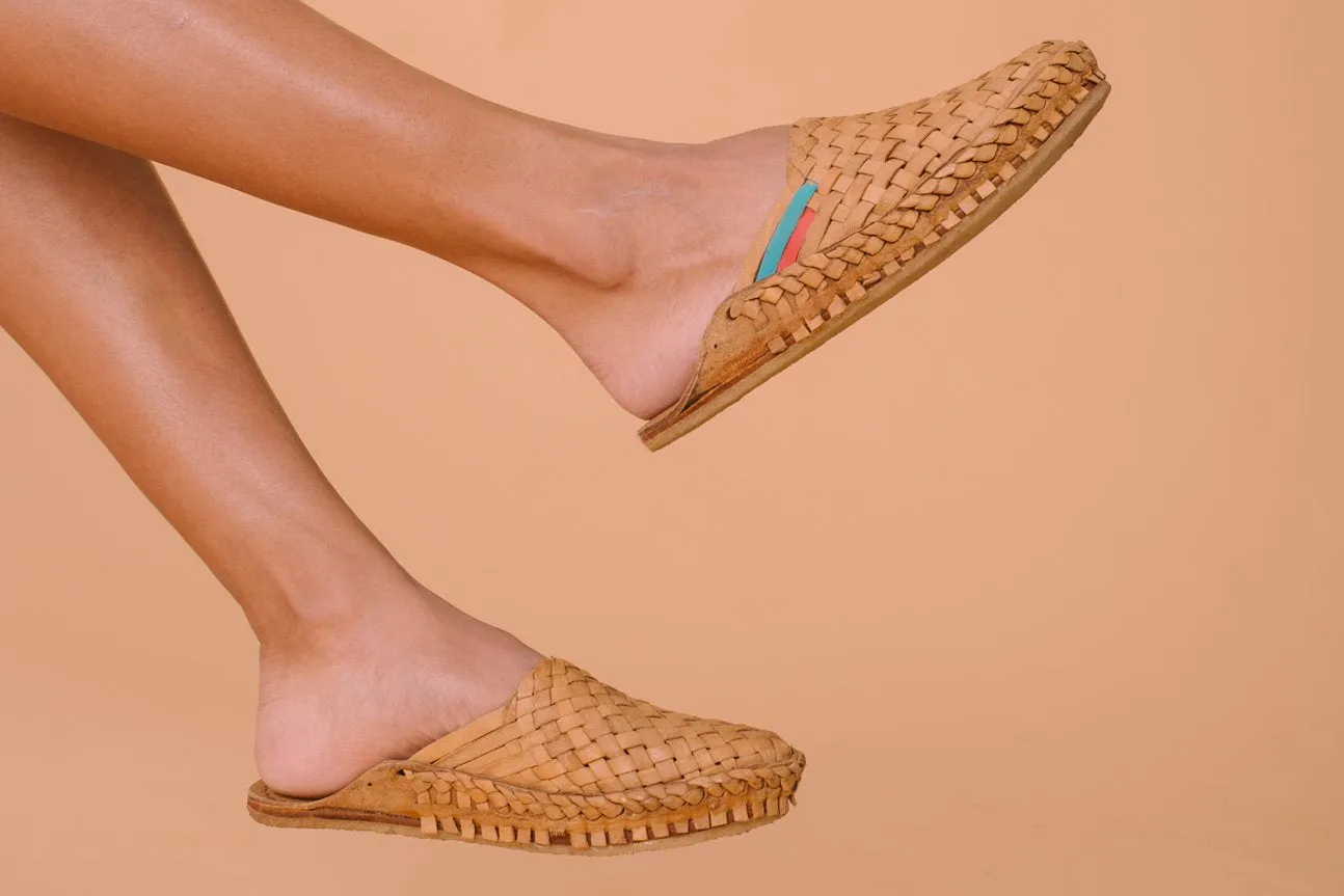 Women's Woven Slide in Honey   Stripes