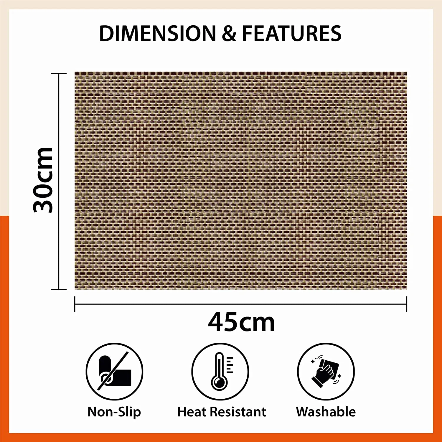 Woven PVC Table Mats / Placemats for Dining Table at Home (Owen - Set of 6)