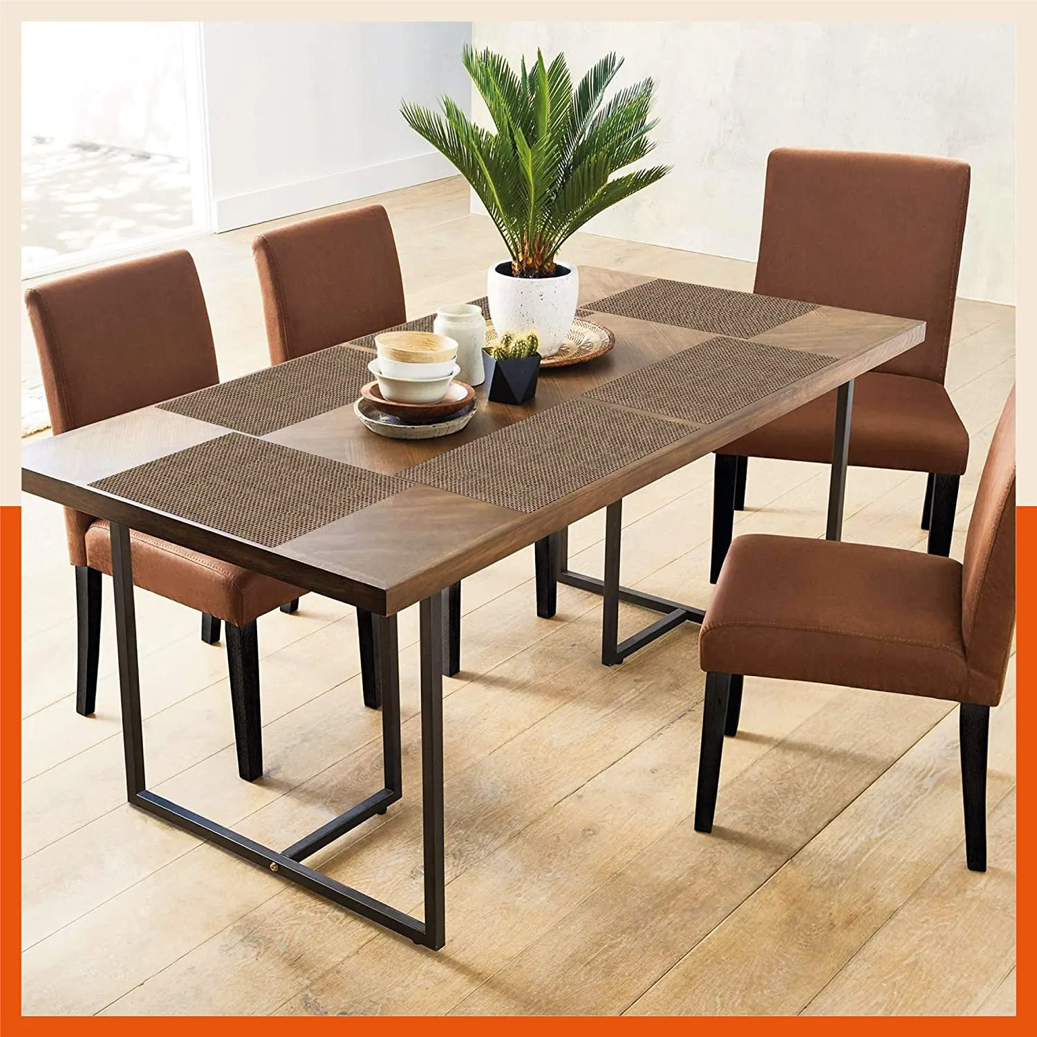 Woven PVC Table Mats / Placemats for Dining Table at Home (Owen - Set of 6)